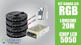 Kit banda led rgb 5050 12v lungime 20m sursa alimentare si controller inclus  wwwlediaro [upl. by Nessim]