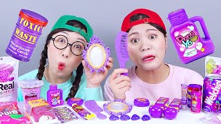 Purple Dessert Edible Chocolate Comb Candy Mukbang DONA [upl. by Jocelyne853]