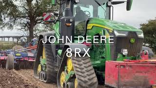 John Deere 8RX amp Watkins 5mtr Quadtill [upl. by Aneehc]