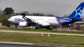 The Azores Glider Famous Air Transat Airbus A330243 CGITS Arrives amp departs Manchester 2513 [upl. by Larrisa]