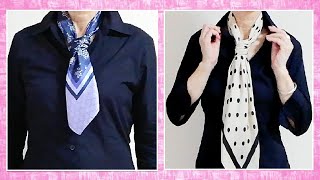 ♡【スカーフネクタイ巻き方】これさえ見れば簡単に巻けるコツ！how to tie a scarf like a necktie [upl. by Cozmo209]