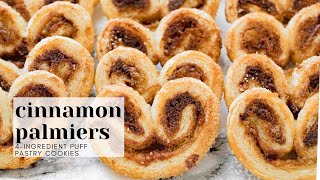 Cinnamon Palmiers  Easy 4Ingredient Puff Pastry Cookies [upl. by Seow752]