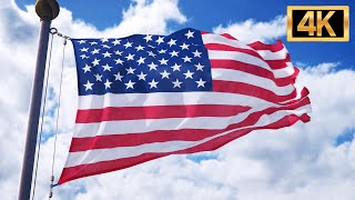 4K 30 Min American Flag Waving  Video amp Audio USA Flag with National Anthem [upl. by Richma167]