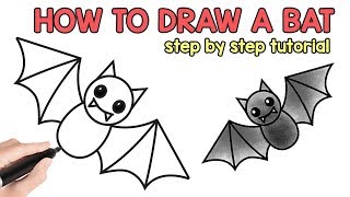 How to Draw a Bat  easy step by step drawing tutorial [upl. by Nereids]