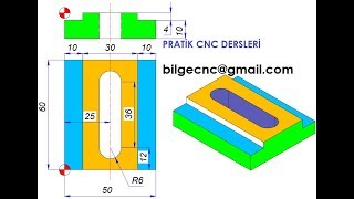 SinuTrain CNC FREZE CNC MİLL ÖRNEK PARÇA PROGRAMLAMA 2SLOT YÜZEY VE KENAR [upl. by Helgeson782]