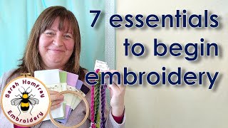 SEVEN essential items YOU need to start embroidery  Beginners Hand Embroidery tutorial part 1 [upl. by Nica]