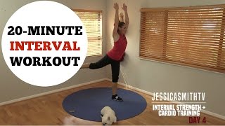 20 Minute Interval Cardio Bodyweight Strength Training Full Workout  No Equipment [upl. by Arick]