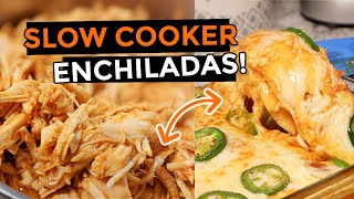 Easy Authentic Mexican SLOW COOKER Shredded Chicken ENCHILADAS Crockpot Recipe🇲🇽 [upl. by Eniarral]