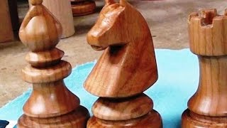 Woodturning a Chess Set Knight in 4 Minutes [upl. by Yerrot]