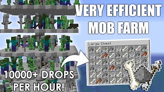 Minecraft EASY Efficient MOB FARM Tutorial 1164  Zombie Creeper Skeleton Farm [upl. by Zehc680]