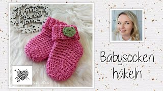 Babysocken häkeln crochet baby socks with english subtitle  Mein kreatives Herz [upl. by Locin]