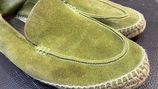 How to Clean Bright Suede Colors Loro Piana Shoes ASMR Relax Video [upl. by Zipporah266]