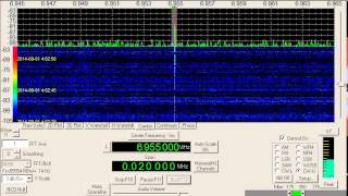 Unknown station possible numbers 6955 kHz CW Mode September 1 2014 0400 UTC [upl. by Ainotahs539]