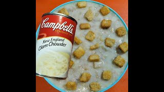 eat Canned Clam Chowder with Extra Clams and Croutons [upl. by Ettenoj]