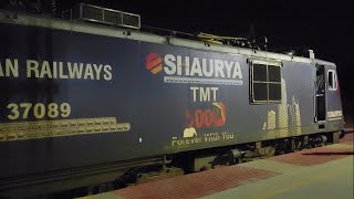 Karnataka Express  SHAURYA TMT Advertisement  ET WAP7  INDIAN RAILWAYS [upl. by Atinahs]