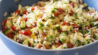 Lemon Orzo Salad  Perfect Summer Salad For BBQs or Potlucks [upl. by Ecnaralc999]