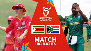 Zimbabwe v South Africa  Match Highlights  U19 CWC 2024 [upl. by Lebar]