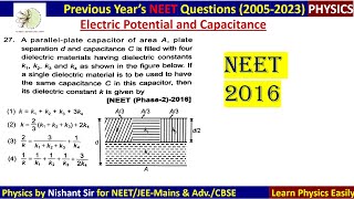 A parallel plate capacitor of area A plate separation d and capacitance C is neet2016 phase2 [upl. by Uot]