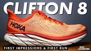 HOKA CLIFTON 8 First Impressions amp First Run  Best Neutral Running Shoes  Run4Adventure [upl. by Ateekahs]