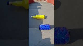 Blue vs Yellow Breaking glass bottles crushing soft things shorts asmr satisfying [upl. by Adnoma]