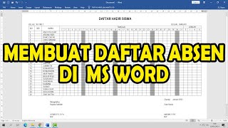 Cara Membuat Daftar Absen 1 Bulan di Ms Word [upl. by Stanzel]