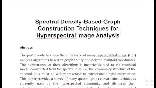 Spectral Density Based Graph Construction Techniques for Hyperspectral Image Analysis [upl. by Bindman1]