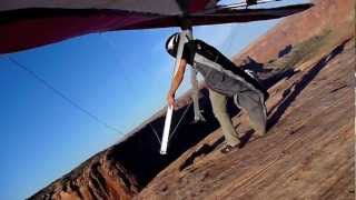 Hang Glider Cliff Launch with Base Jumpers at Mineral Bottom  Marys Gash [upl. by Pierro222]