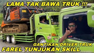 Kembali Viral  Farel Bocil Tunjukan Skill dengan Truk Muatan Excavator di Sitinjau Lauik [upl. by Ecinom]