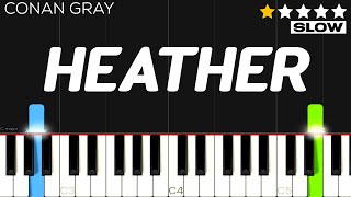 Conan Gray  Heather  EASY SLOW Piano Tutorial [upl. by Atiuqes]