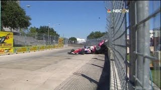 Dario Franchitti Huge Crash Houston GP Race 2 with interviews [upl. by Nealson475]