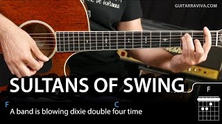 How To Play Sultans of Swing on guitar tutorial easy lesson chords [upl. by Odlabso]