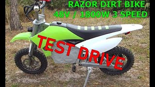 Razor Dirt Bike Test Drive  48v 1800W 3 speed brushless motor [upl. by Birk]