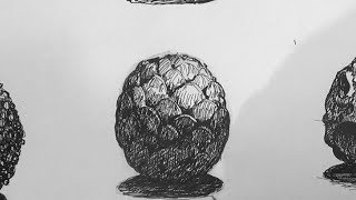 Pen and Ink Texture Challenge  How to draw a dragon egg [upl. by Dwan]