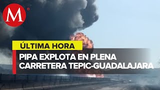 Pipa de gas explota en autopista TepicGuadalajara [upl. by Heater7]