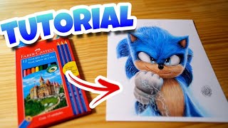 Como Desenhar o Sonic com MATERIAL ESCOLAR  Tutorial em Tempo Real [upl. by Medardas]