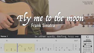 Frank Sinatra  Fly me to the moon  Fingerstyle Guitar  TAB tutorial  Chords  Lyrics [upl. by Beebe474]