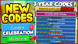 Bee Swarm Simulator 3 YEAR 5 MILLION HONEY CODES All New Bee Swarm Simulator Codes [upl. by Nahtal]