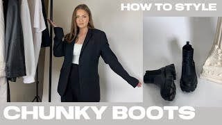 HOW TO STYLE CHUNKY BOOTS  6 outfits [upl. by Aivilys787]