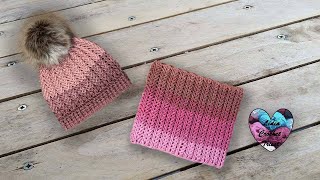 Ensemble Bonnet Snood Crochet Rosa quotLidia Crochet Tricotquot [upl. by Suiramad]