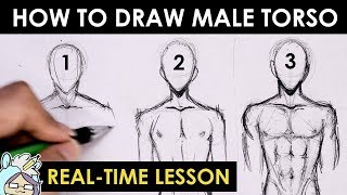 How To Draw Male Torso Three Different Ways [upl. by Aratahc877]