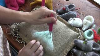 How to Needle Felt Elf Shoe Ornaments by Sarafina Fiber Art [upl. by Lorolla]