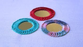 Hand Embroidery  Mirror Work With Buttonhole Stitch  Hand Embroidery Designs 17 [upl. by Nevah]