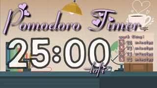 Pomodoro timer with music 25  5 mins break Lofi aesthetic study music 📚 [upl. by Blader]