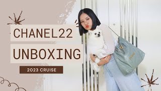 【開箱】大袋回歸 CHANEL 22 bag 值得買嗎？最新23C灰藍超百搭😍 容量滿份 SONA TINA [upl. by Hayikat396]