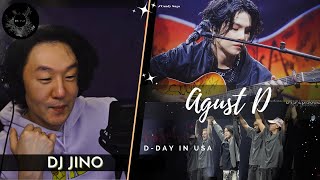 DJ REACTION to KPOP  BTS SUGA  AGUST D TOUR DDAY IN THE USA [upl. by Doreen]