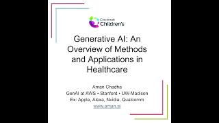 Generative AI An Overview of Methods and Applications in Healthcare • Talk  UofCincinnati [upl. by Chessa]