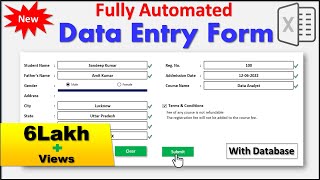 New Automated Data Entry Software in Excel  Data Entry Form in Excel  Data Entry in Excel [upl. by Chrystal]