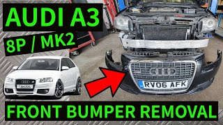 AUDI A3 8P  How To Remove Front Bumper Removal Replacement 20042012 [upl. by Alsi]