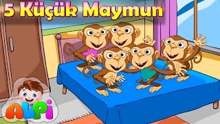 Beş Küçük Maymun Şarkısı 🐵 Çocuk Şarkıları Türkçe Five Little Monkeys [upl. by Normac493]