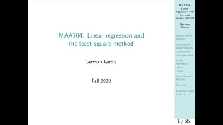 LECTURE 7 Linear Regression and Least Squares Method [upl. by Danzig658]